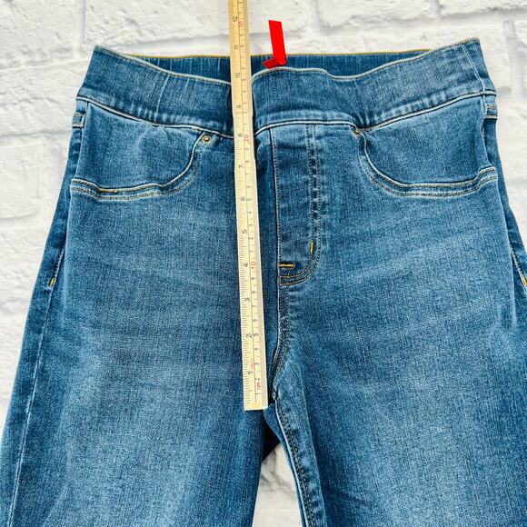 SPANX Women's Distressed Ankle Skinny Jeans Small Medium Wash Pull On Shaping - Picture 10 of 10